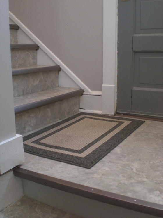 basement stair makeover vinyl tiles